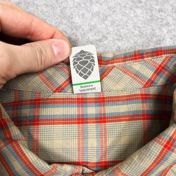 Stio Shirt Mens 2XL Hayden Orange Plaid Flannel Western Pearl Snap Long Sleeve - Picture 10 of 12